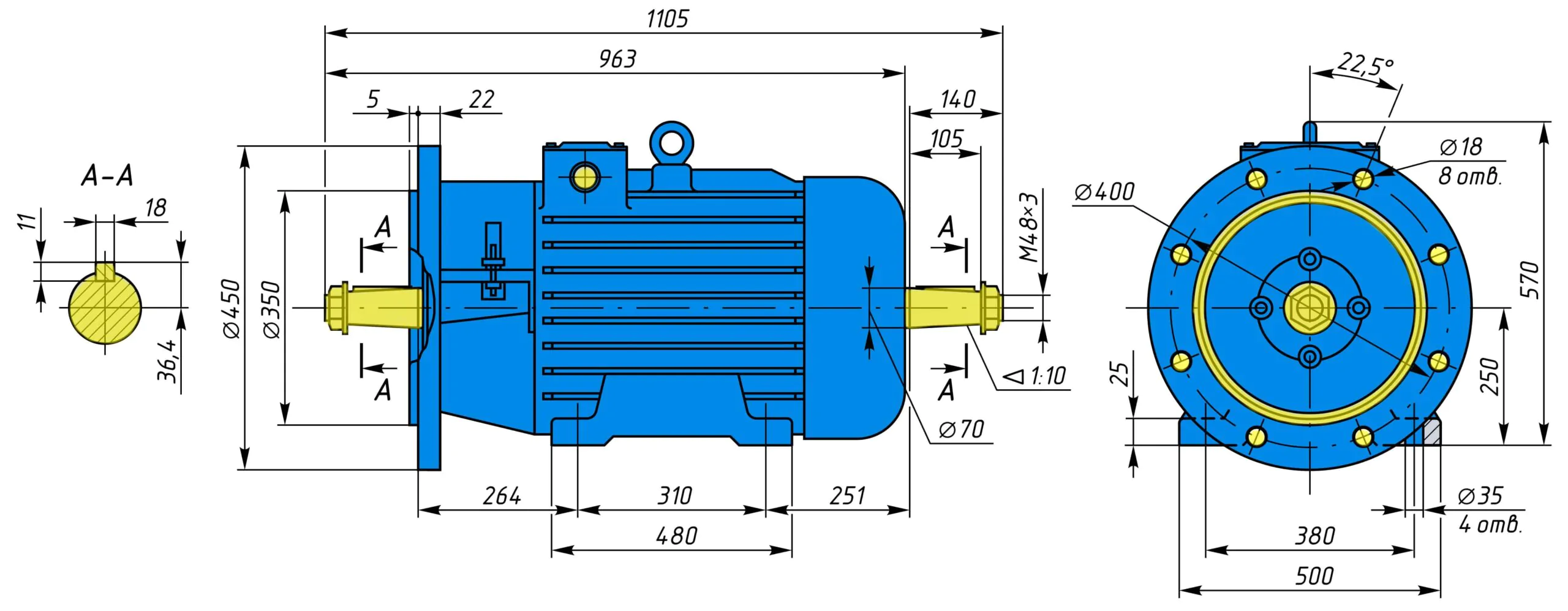 Креслення та розміри MTH 511-8 з фланцем