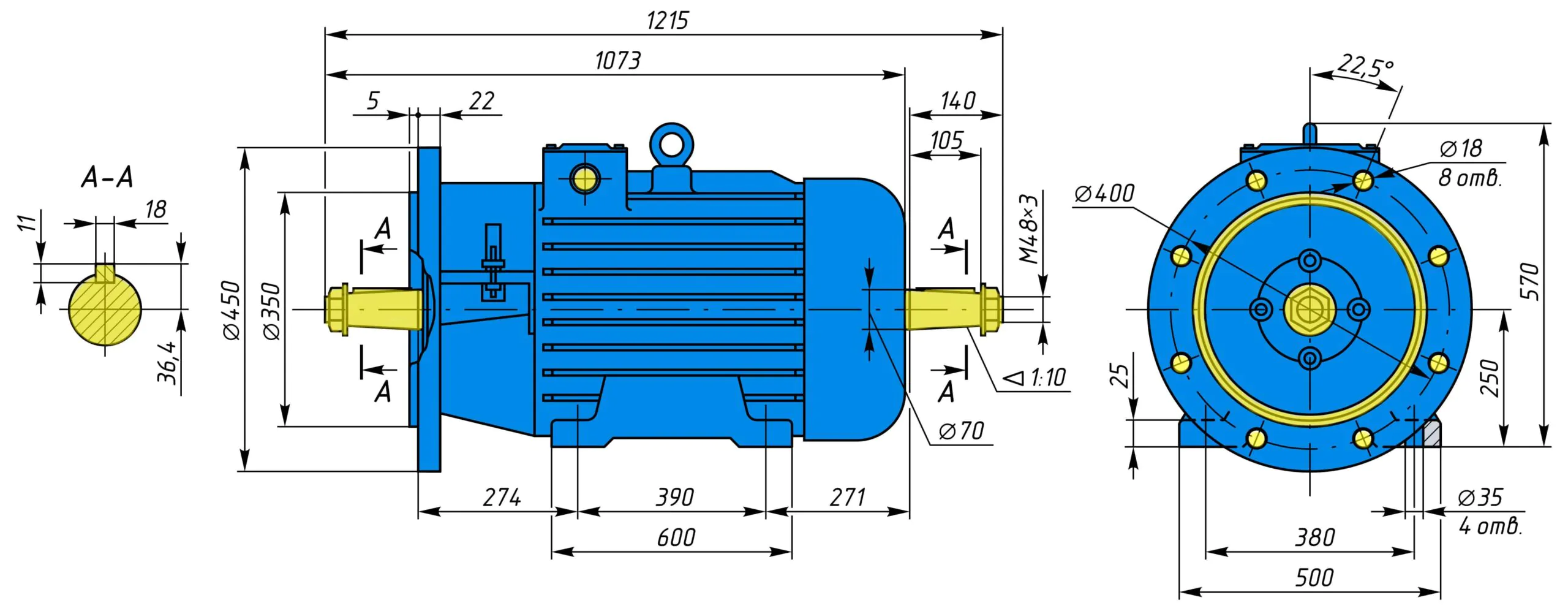 Креслення і розміри MTH 512-8 з фланцем