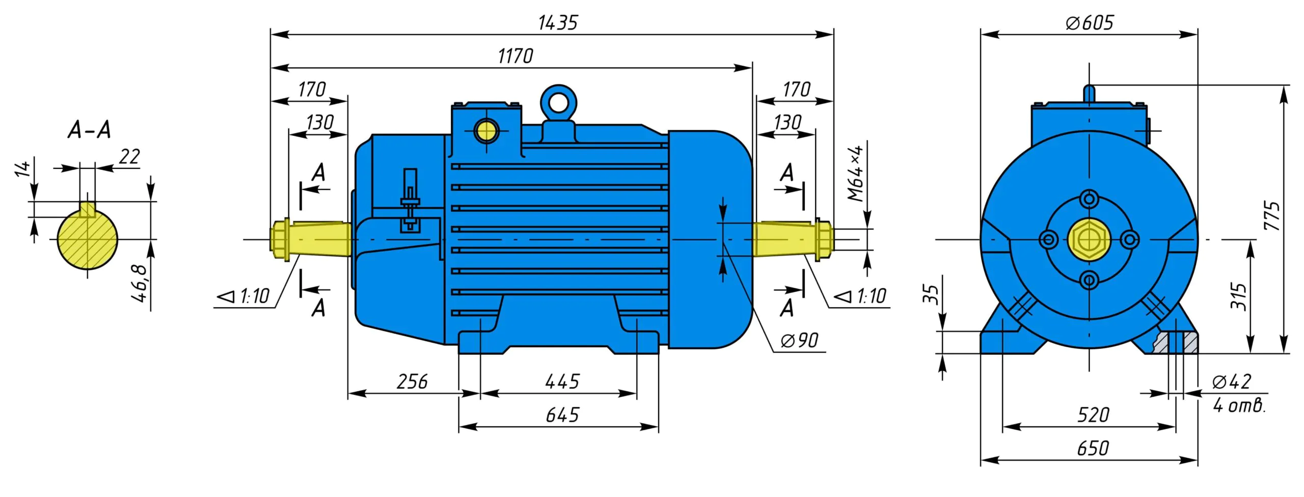 Креслення і розміри MTF 612-10 60 575 на лапах
